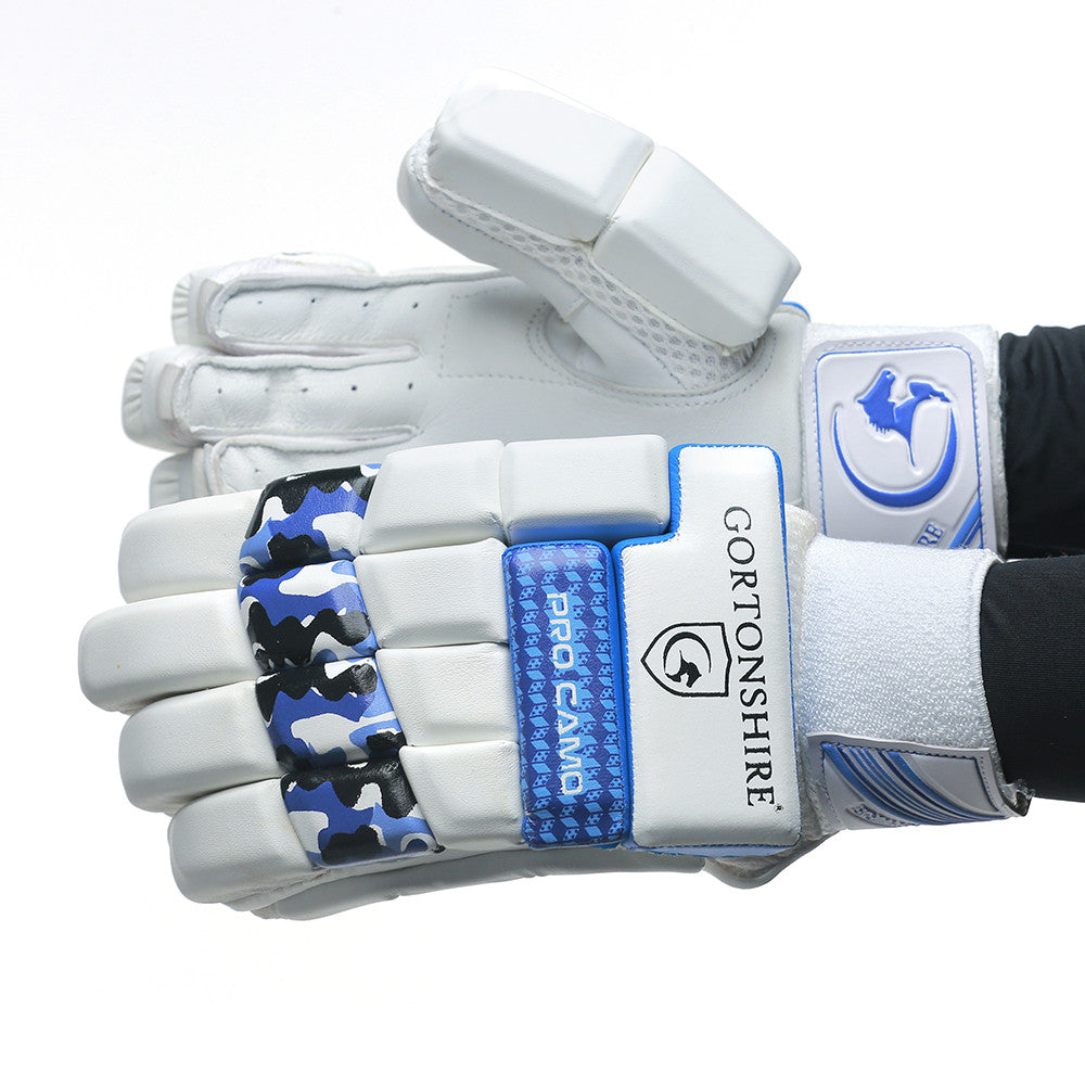 Gortonshire Pro Camo Blue Cricket Batting Gloves