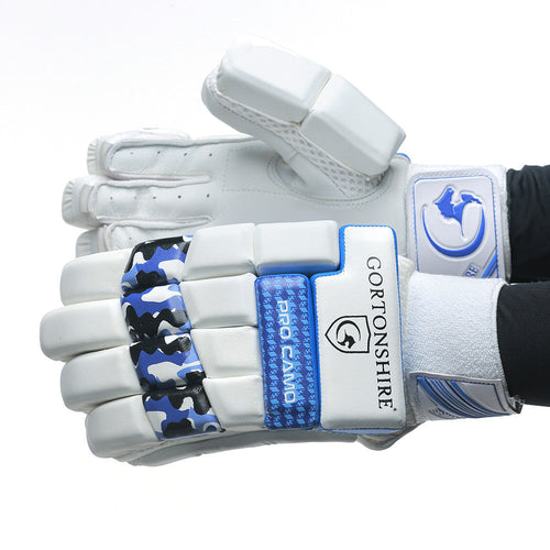 Gortonshire Pro Camo Blue Cricket Batting Gloves