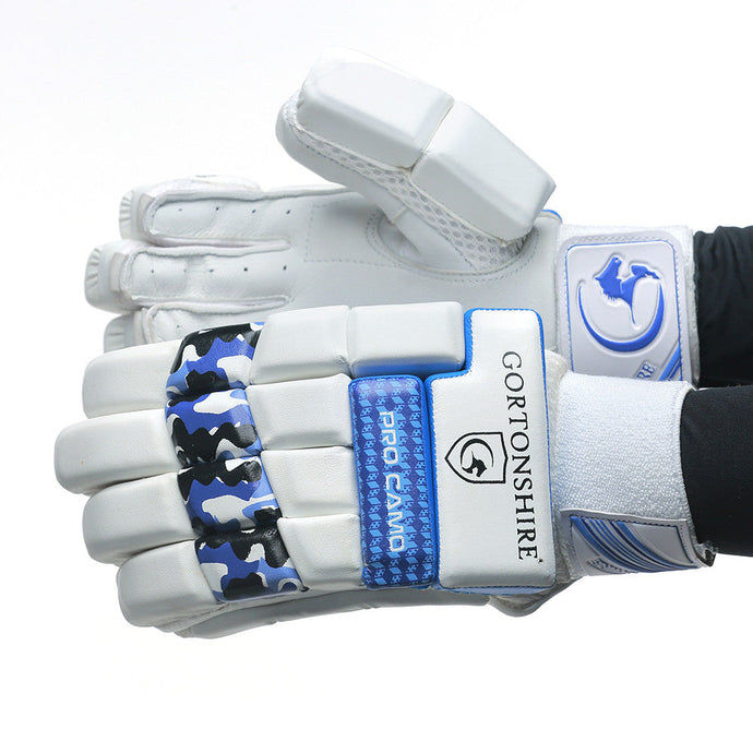Gortonshire Pro Camo Blue Cricket Batting Gloves