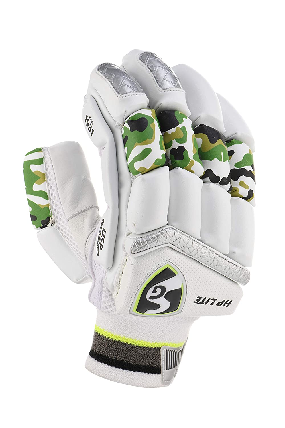 WHITE/GREEN BATTING GLOVES