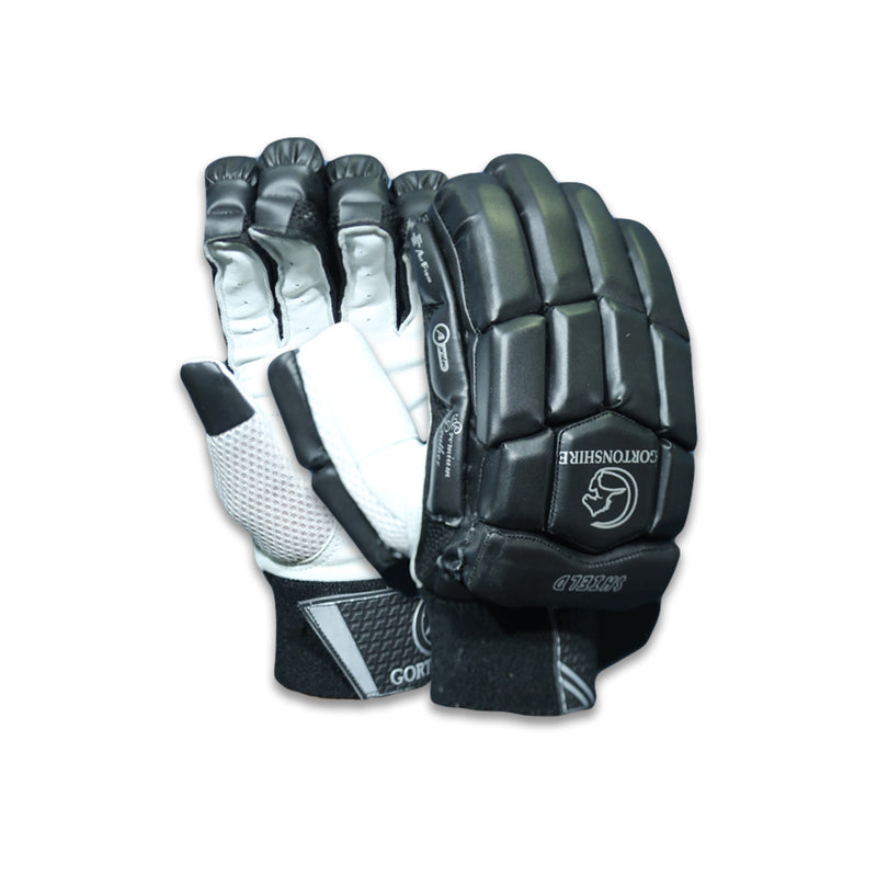 Gortonshire Shield Black Cricket Batting Gloves