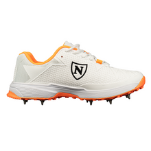 Newbery Cricket Shoes, Cricket Shoes, White Cricket Shoes, White Orange Cricket Shoes, Spikes