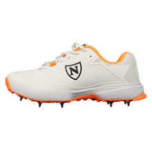 Newbery Cricket Shoes, Cricket Shoes, White Cricket Shoes, White Orange Cricket Shoes, Spikes